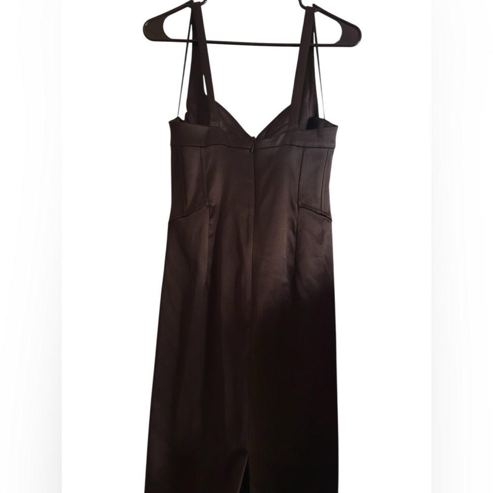 Zara Black Satin Slim Slip Midi Dress - Picture 6 of 9